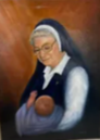 Photograph of a nun gently holding a baby, capturing a tender moment of care and warmth.